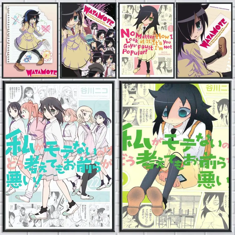 Cartoon Watamote-W Kuroki Tomoko-K Anime-Poster, moderne und elegante Wandaufkleber für Heimdekoration, Wohnzimmer, Schlafsaal, Wandkunst