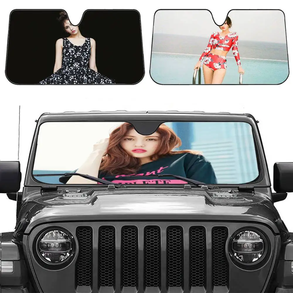 

S-SOMI Singer Car Sunshade Front Sunscreen Heat Insulation Cooling Aluminum Summer Car With Cartoon Glass Cover