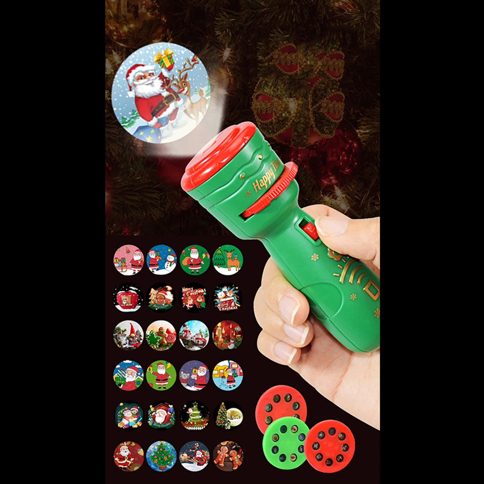 Slide Projector Flashlight 24 Images Christmas Battery Operated Projectors for Children Kids Infant Toddler