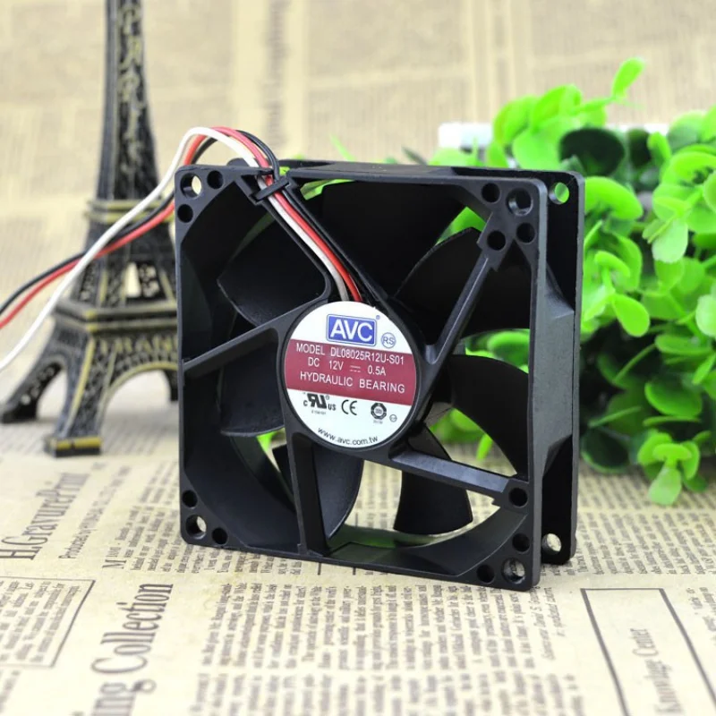 DL08025R12U-S01 8025 Max Airflow Rate 12V Chassis Fan 0.5a 3 Wire DL08025R12U