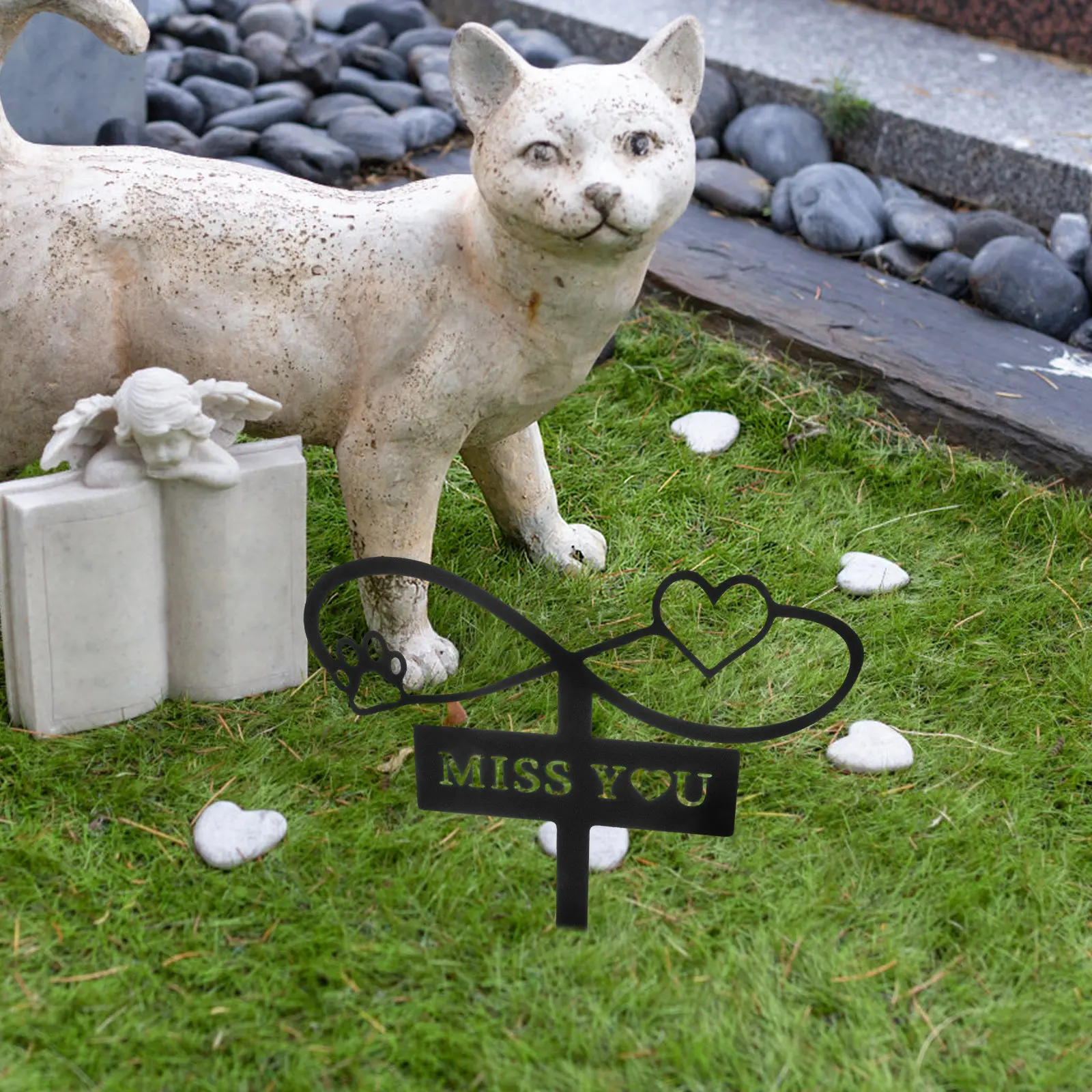Outdoor Pet Grave Marker Metal Memorial Stake for Dogs Cats Cemetery Garden Decoration Weatherproof Fade Resistant Memorial Sign