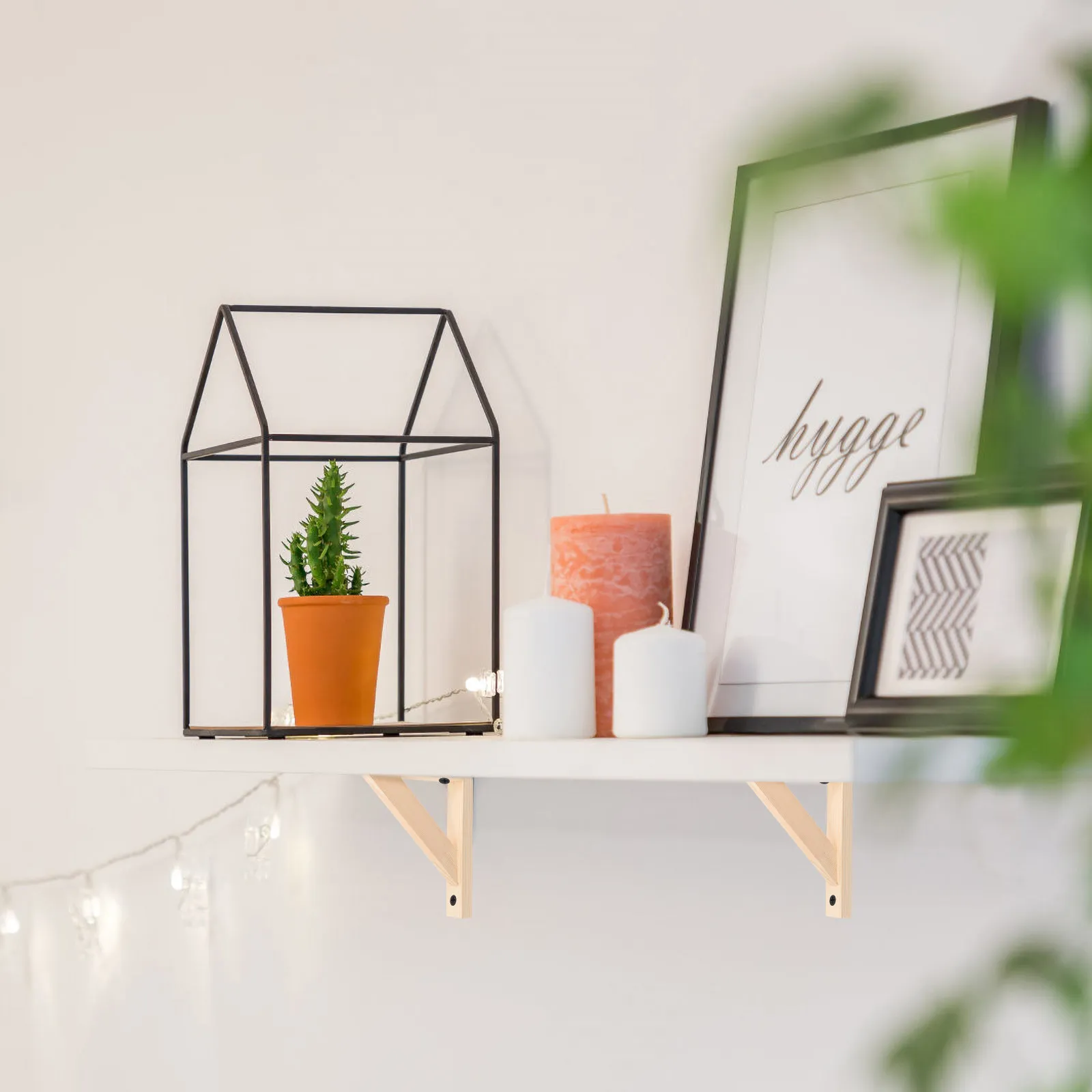 Wooden Triangle Shelf Bracket Mount Shelf Support Bracket for Floating Shelves Solid Wood Construction Stable Secure