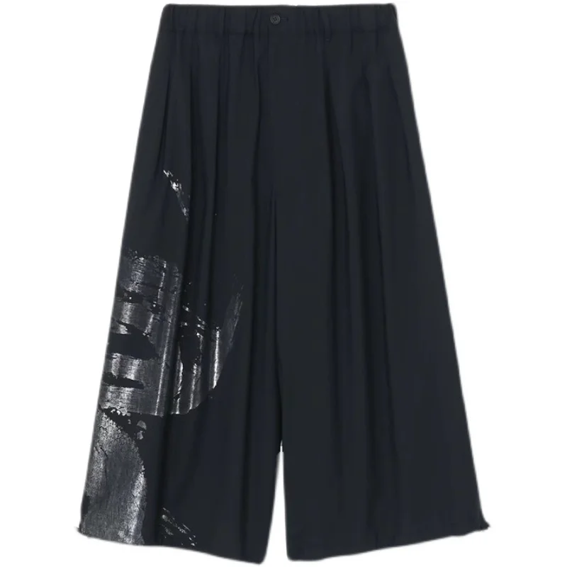 HKSH Spring Summer New Men\'s Wide Leg Flared Pants Pleat Elastic Binding Drawstring Women Dark Punk Gothic Chic Trousers HK1320
