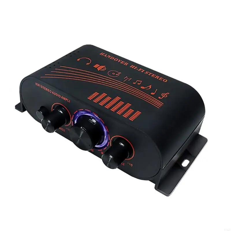 Y4QF 20WX2 Power Amplifier Home Stereo Hifi Stereo Digital 2 Saluran Terpadu Mini Speaker Pasif Amp 12V Car Home