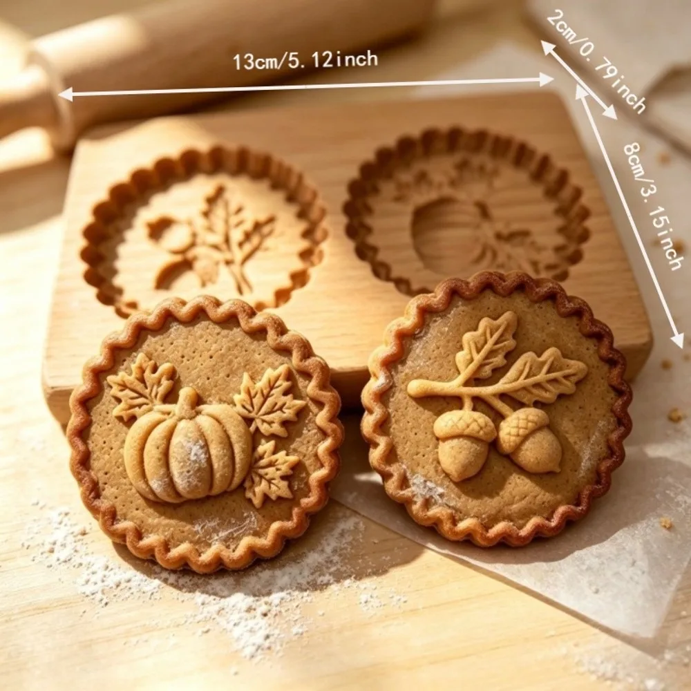 3D Carved Wooden Cookie Mold Halloween Pumpkin Ghost Baking Tools Gingerbread Stamp Embossing Cookie Cutter Mold Halloween