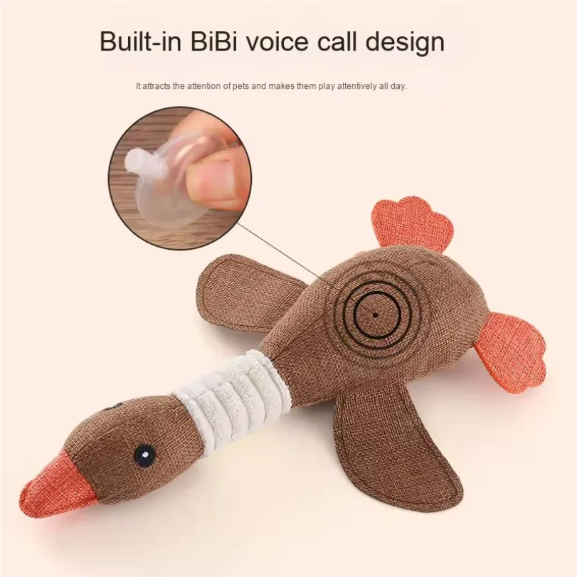 

Eco - Friendly Plush Duck Dog Toy with Squeaker for Chewing and Teething - Interactive Pet Supplies Cat Dog Toys