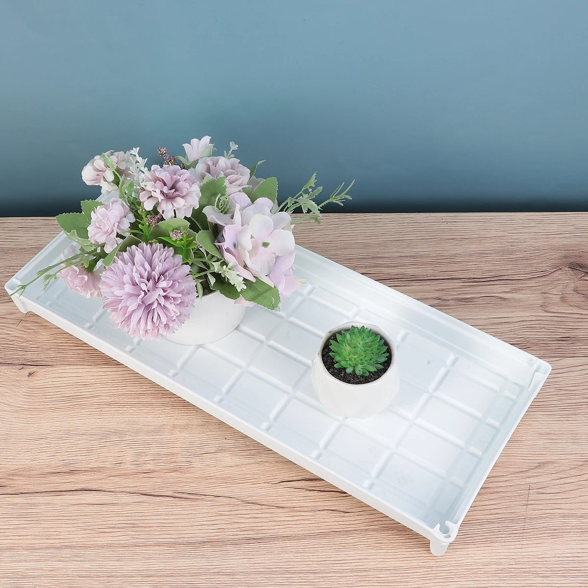 صينية زراعة الصرف البلاستيكية سميكة مستطيلة بوعاء زهرة شرفة نبات داخلي St تخزين المياه مادة الراتنج المضادة للانزلاق