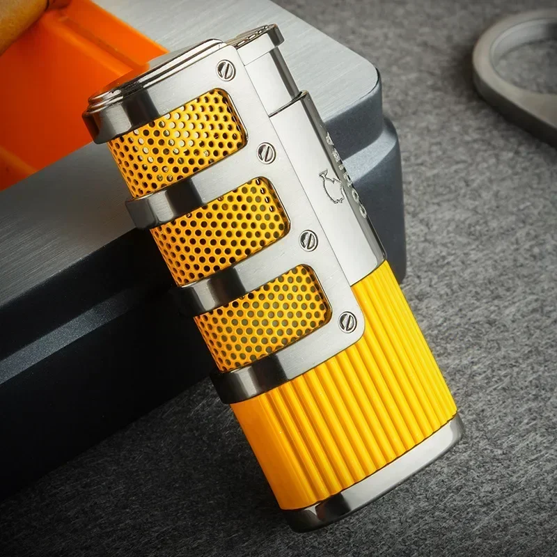 New Personalized and Creative Men\'s Boutique Three Straight Windproof Flame Metal Windproof Lighter COB938 Multifunctional Tool