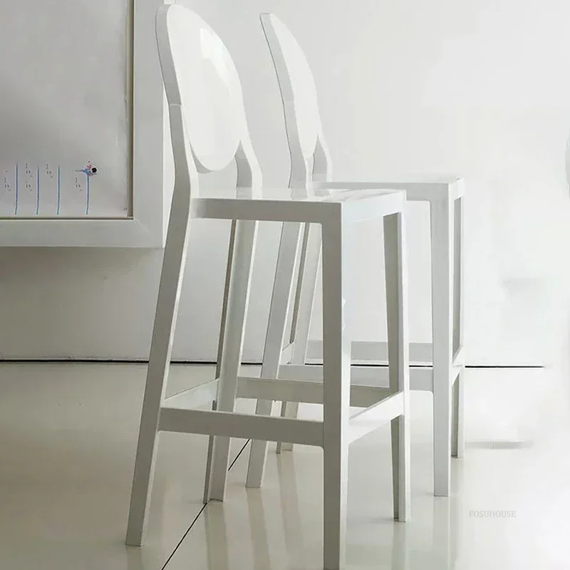 Silla alta de acrílico Simple para Bar, muebles nórdicos, taburete de Bar transparente moderno, taburetes de Bar creativos para recepción de cafetería, silla trasera para el hogar