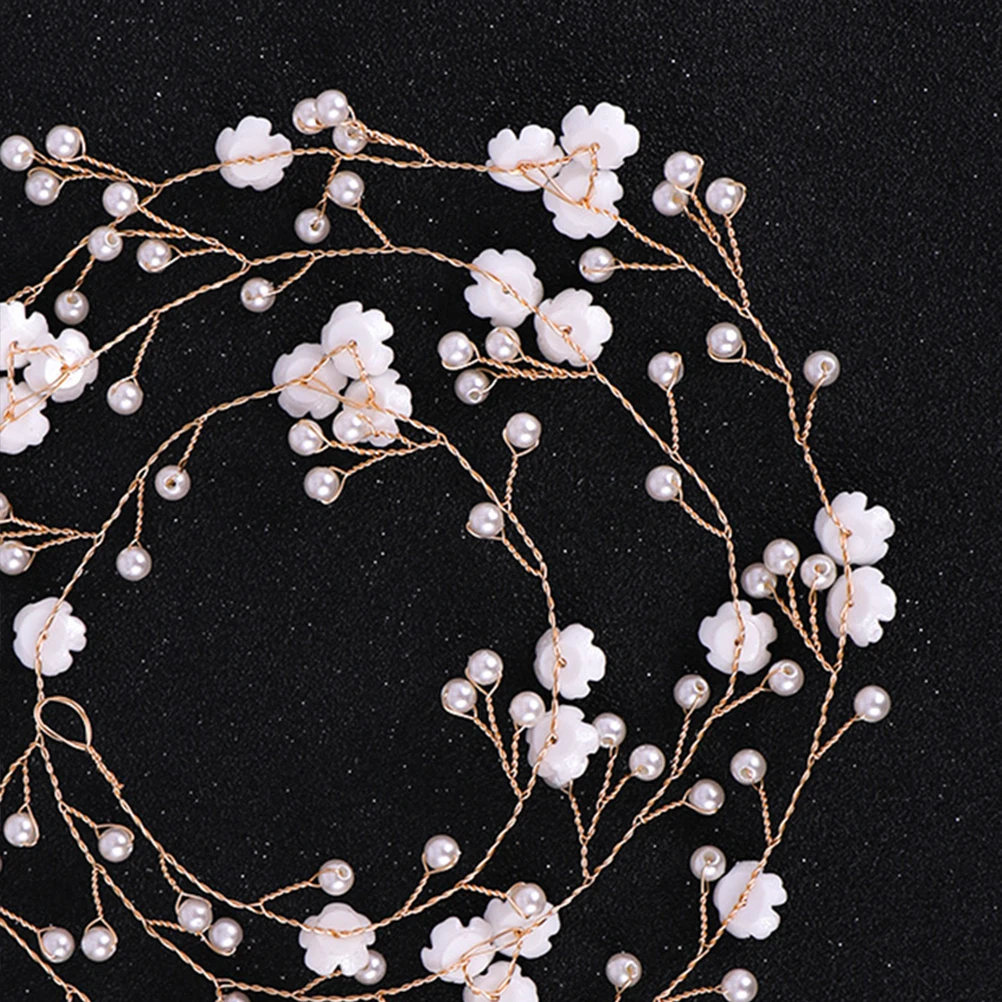 

Pearl Shell Flower Hair Chain Elegant Pearl Decoration Wedding Side Headband Ivory Ribbon Hoops Hair Accessory Handmade