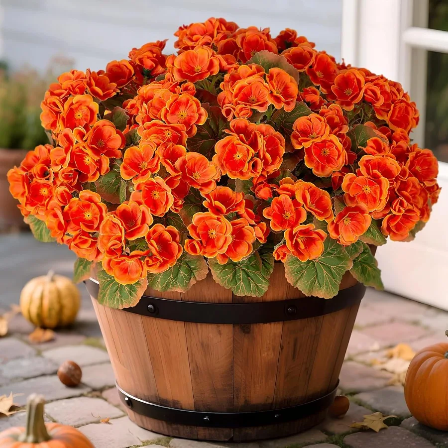 

Искусственные осенние цветы для улицы, 6 пучков, искусственный шелковый цветок герани, устойчивый к ультрафиолетовому излучению, не выцветает, искусственный цветок