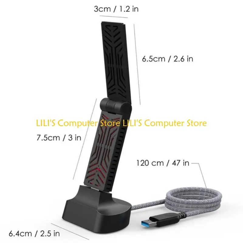 A52B AC1900 dobrável USB3.0 NIC 2.4GHz 5GHz Adaptadores sem fio 1900mbps