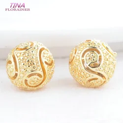 6PCS 10.5MM 14K Gold Color Plated Brass Round Ball Spacer Beads Bracelet Beads High Quality Diy Jewelry Accessories