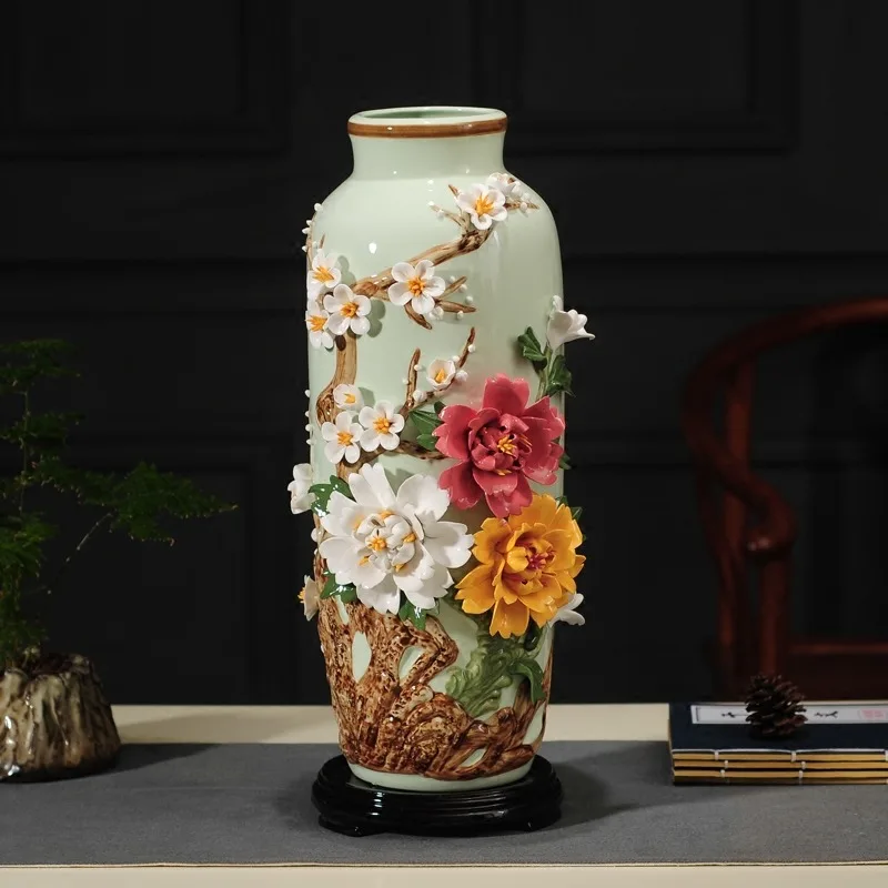 

Jingdezhen new Chinese ceramic flower arrangement vase handmade porcelain living room TV cabinet entrance home decoration orname