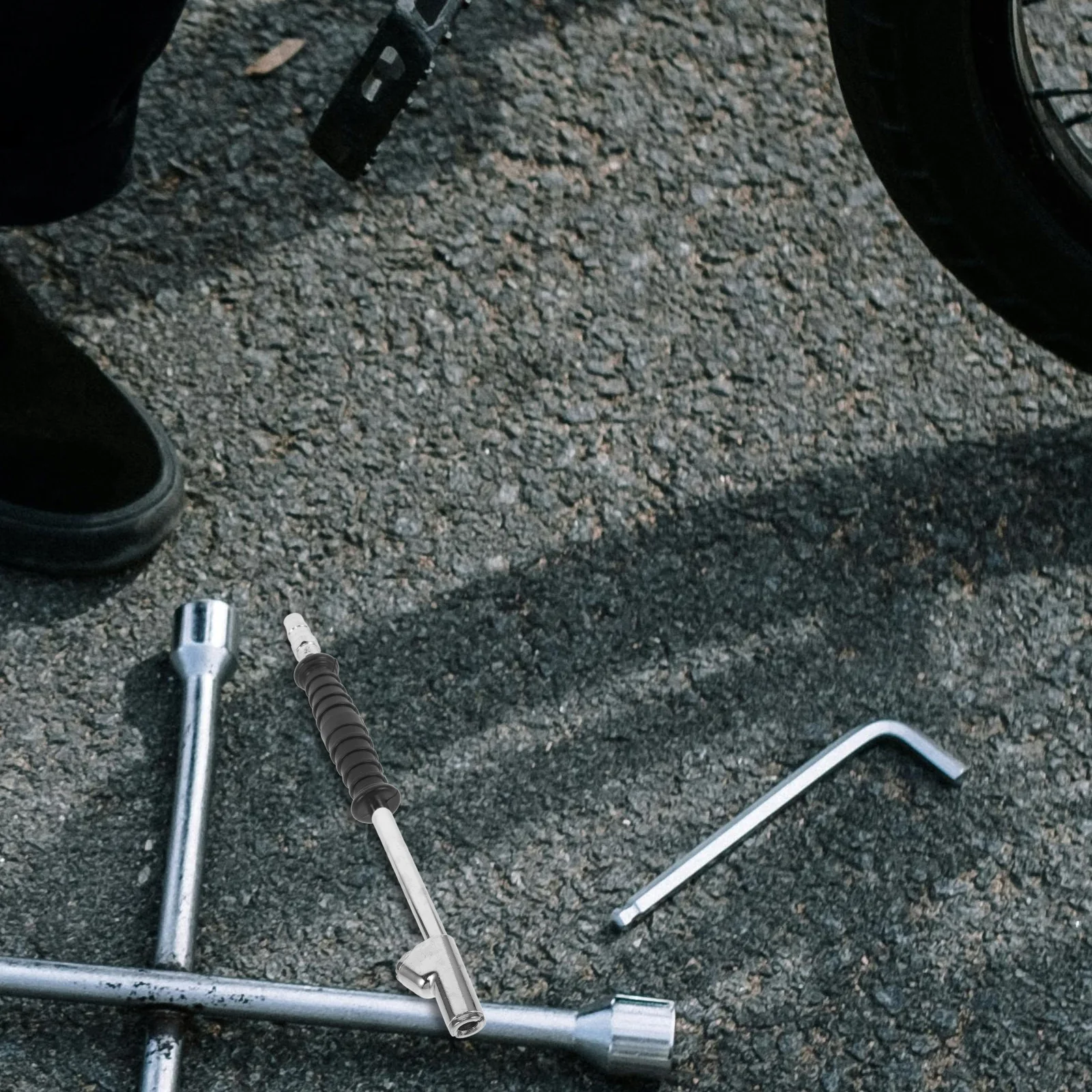 

Metal Inflator Chuck with Extended Reach Rubber for Cars Motorcycles Bicycles Heavy Duty Tire Pressure Tool Dual Head