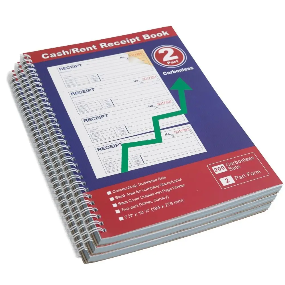 

Дизайн в спиральном переплете. Книга с арендами чеков. Двухкомпонентные отрывные листы. Грошовая квитанция. Нумерованные страницы. Эффективные торговые документы.