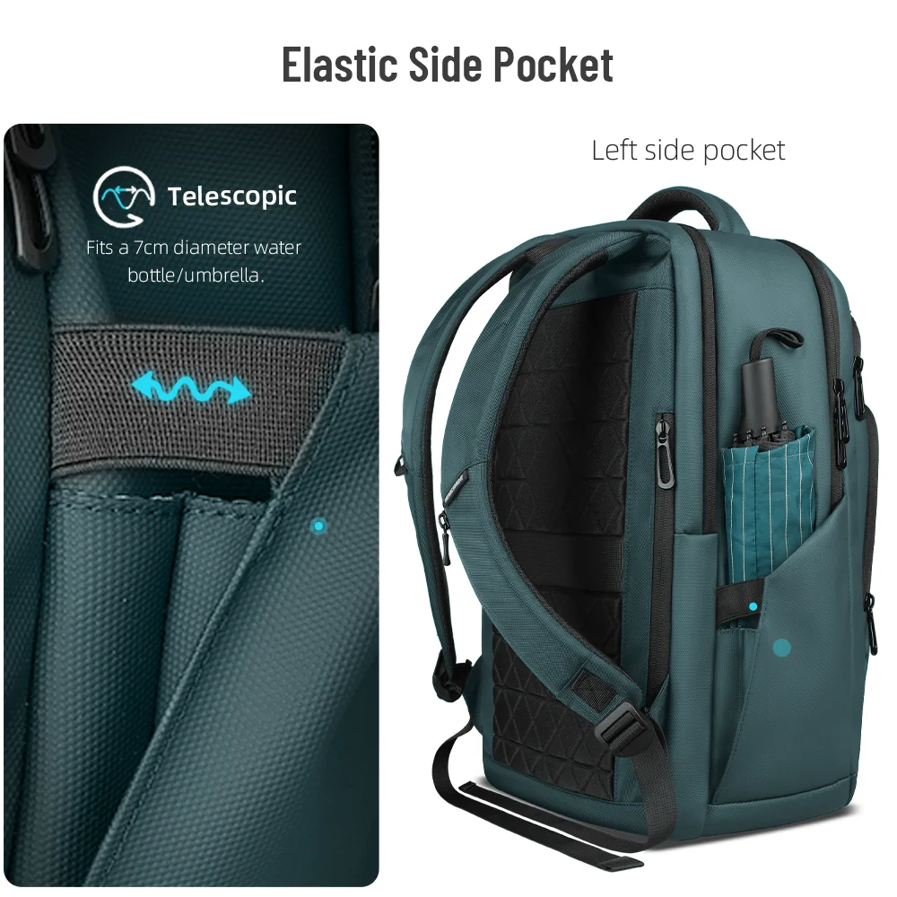 Obrázek 7: Hk-large-capacity cestovní batoh voděodolný pánské brašna s USB nabíjení levý bok lodi brašnářské řemen lehoučké commuter batoh