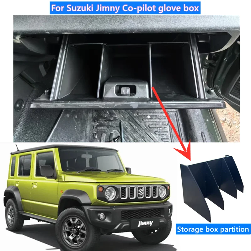 Co-Pilot Glove Box Partition Storage Box Partition Storage Box for 2019/2020/2021/2022/2023/2024/2025 Suzuki Jimny JB64 JB74