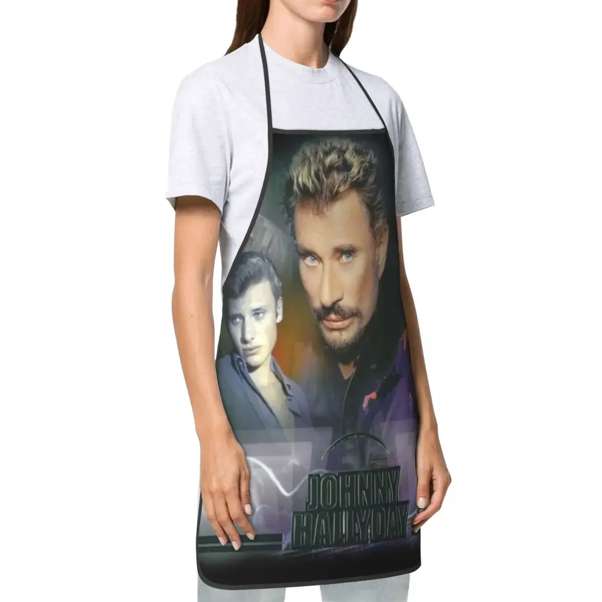 Tablier de cuisine Johnny Hallyday unisexe, chef cuisinier, chanteur, acteur, cuisine, jardinage, homme, femme