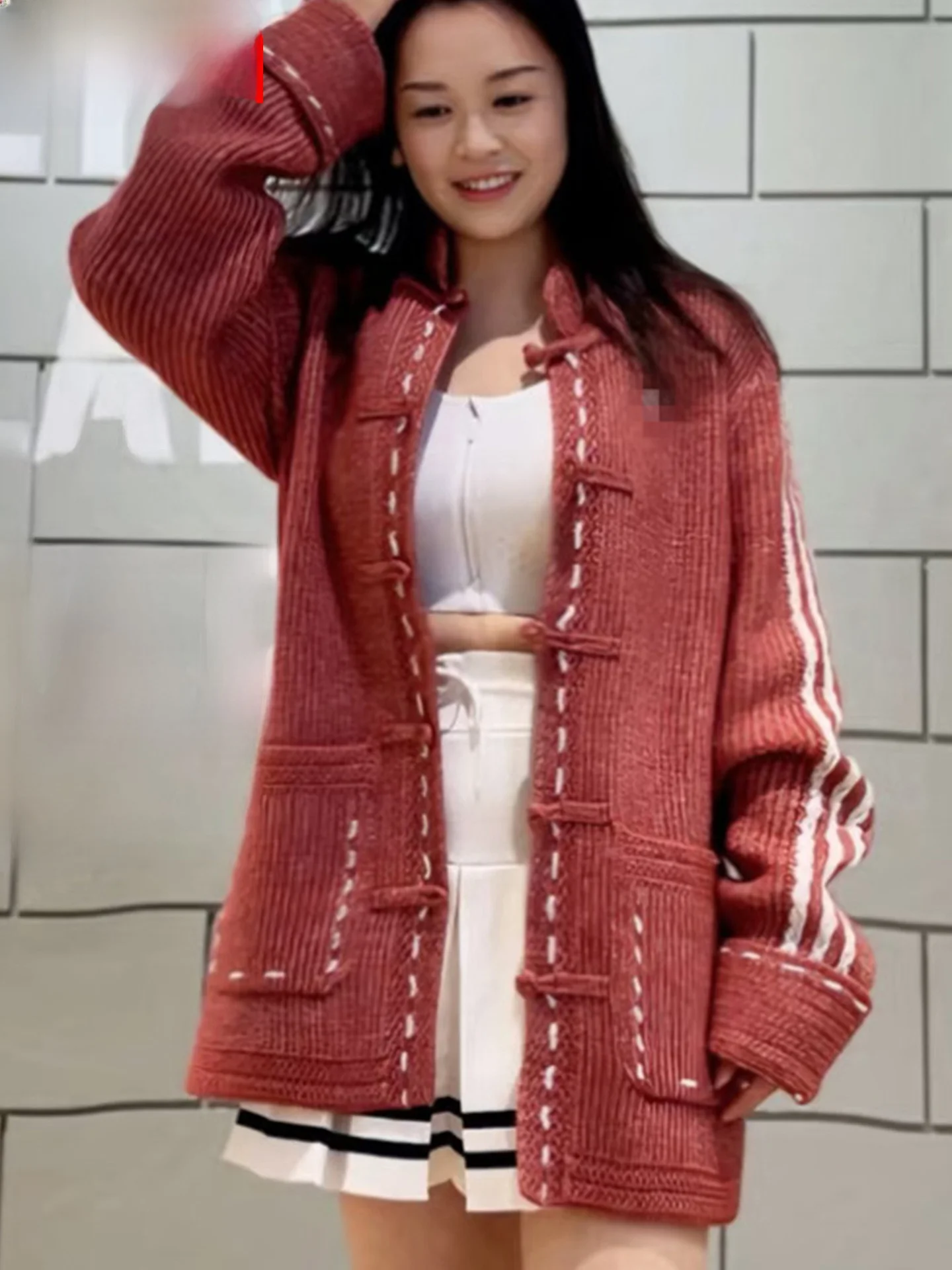 

Высококачественный вязаный кардиган в китайском стиле, модный свитер-жакет унисекс для пар, мягкий, свободного кроя, осень-весна