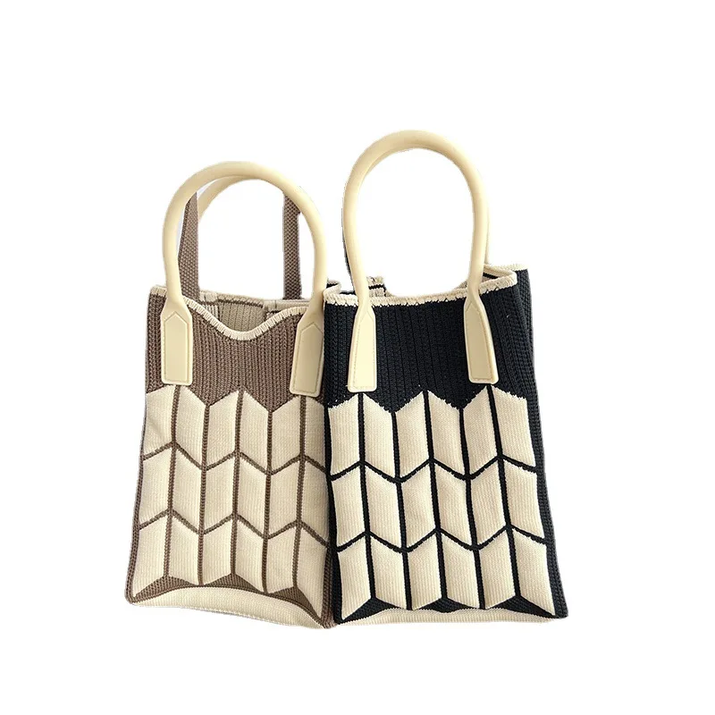 Diamond Lattice Bright Contrast Color Plaid Phone Pocket piccola borsa con manico superiore con tracolla lunga Y2K Summer Soft Mini Tote