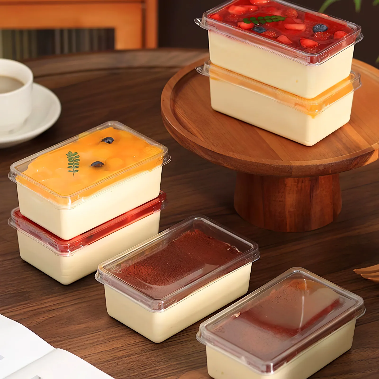 10Pcs Transparent Cake Containers Clear Tiramisu Boxes Portable Mini Dessert Cake Holders Bakery Packaging Transparent Boxes view 6