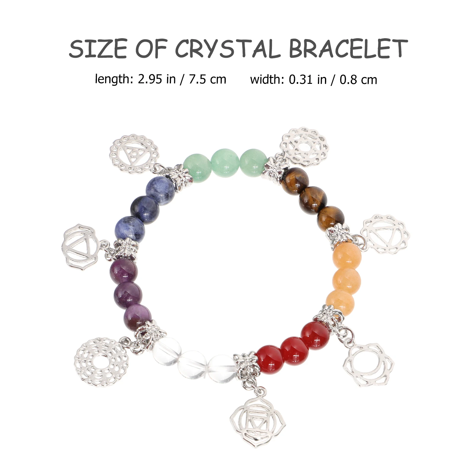 

1pc Bracelet Colorful Handmade Stone Crystal Stone Yoga Bangle Durable Crystal Beads Beads Wrist Chain Accessory