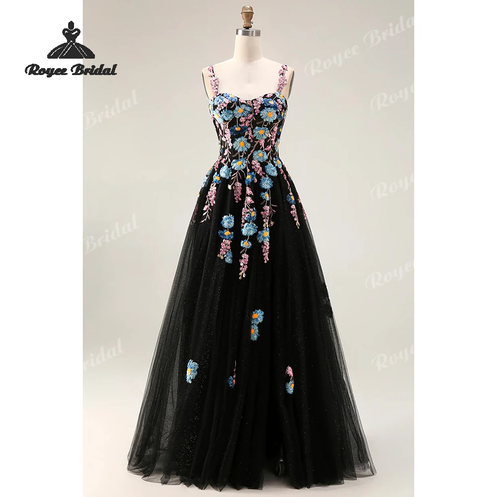 Glitzernde Pailletten-A-Linien-Abschlussballkleider 2026 mit Schlitz und Blumenmuster, formelle Abendkleider nach Maß, Abschlussballkleid