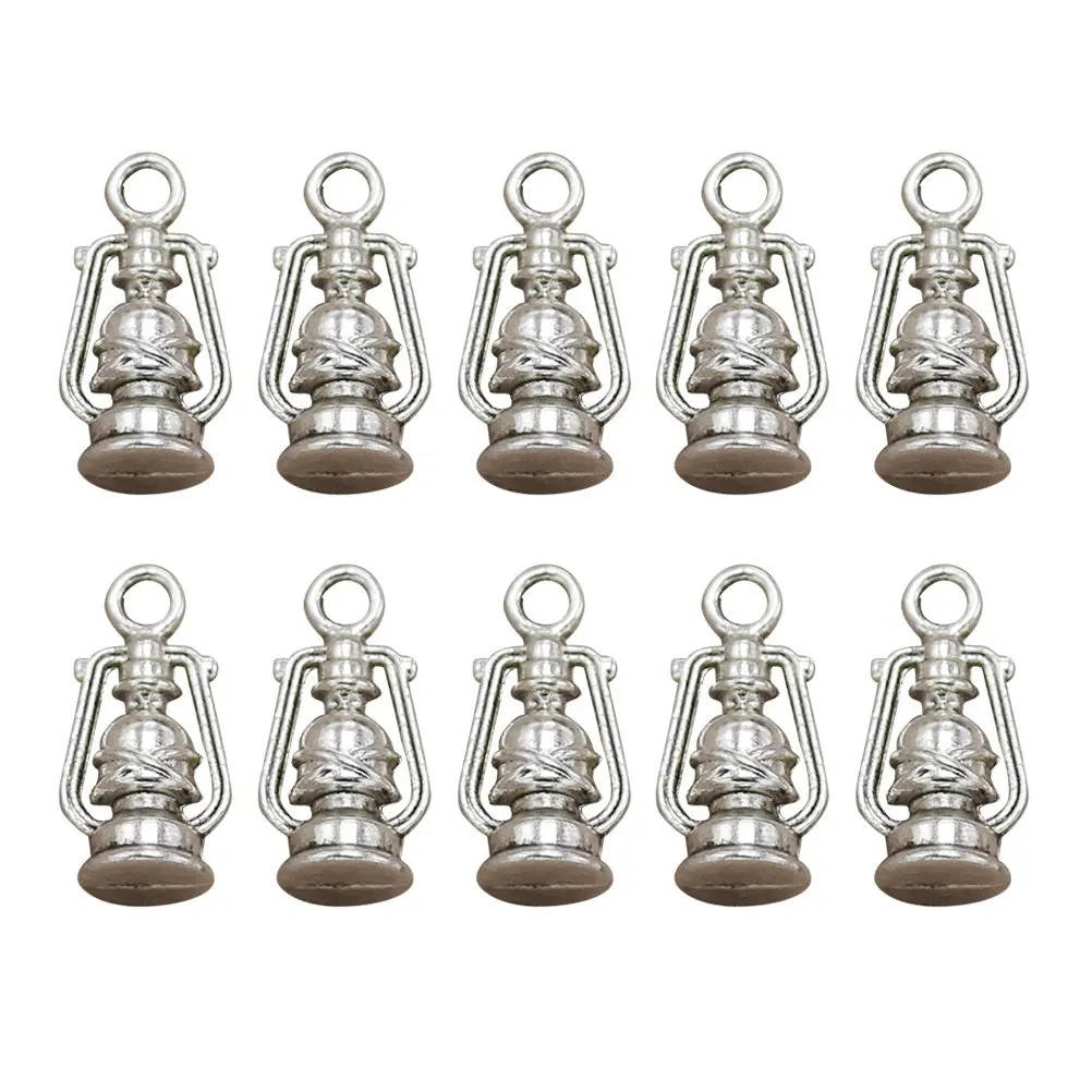 

10Pcs Silver Lantern Pendant Alloy Charm for DIY Jewelry Making Necklace Bracelet Earring Keychain Cosplay Costume Decor