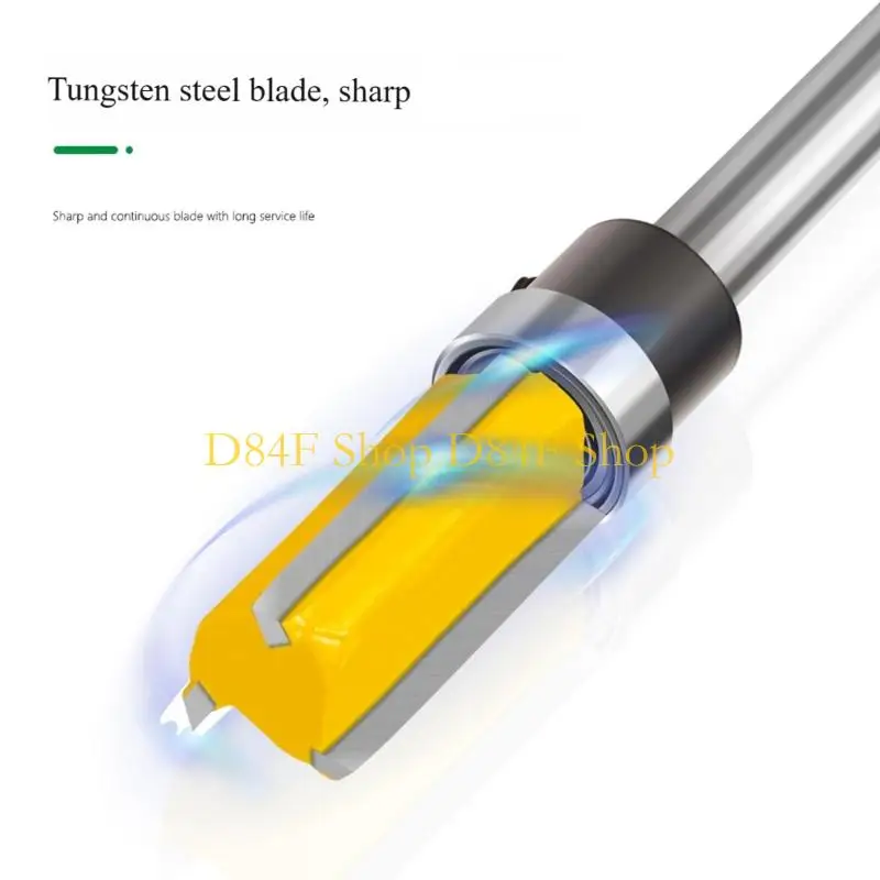 

D84F Фреза для обрезки заподлицо, хвостовик 1/4, прямое лезвие, шаблон для обрезки заподлицо, фреза для резки металла, дерева,