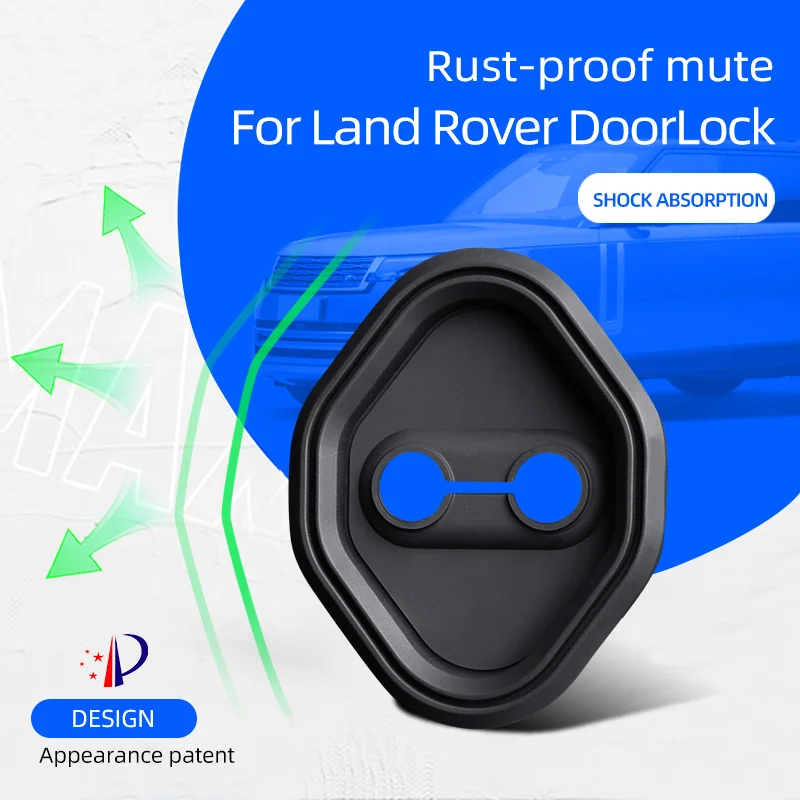 Black Car Silicone Door Lock Buckle Cover Shock Mute Pad for Land Rover Sport Discovery Velar Evoque Defender Freelander 2020+