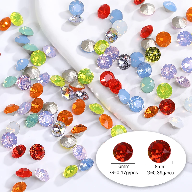 8mm Opal Series Round Rhinestones Glitter Nail Decoration Glass Strass Blue Red Beads jewelry Making Accessories Diamond Stones