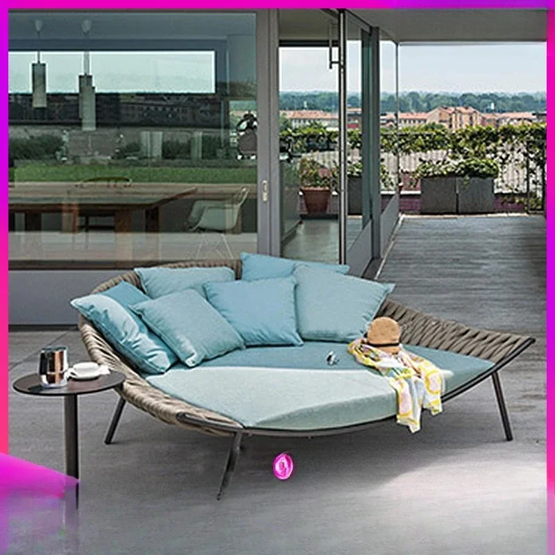 DurableNordic outdoor rope bed swimming pool balcony villa garden aluminum outdoor leisure designer creative lounge chair