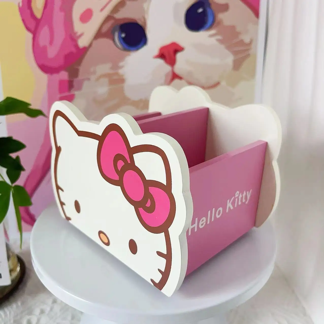 Sanrio Hello Kitty Wooden Storage Box Living Room Table Multifunctional Dormitory Desktop Storage Rack Bedroom Decoration GIft