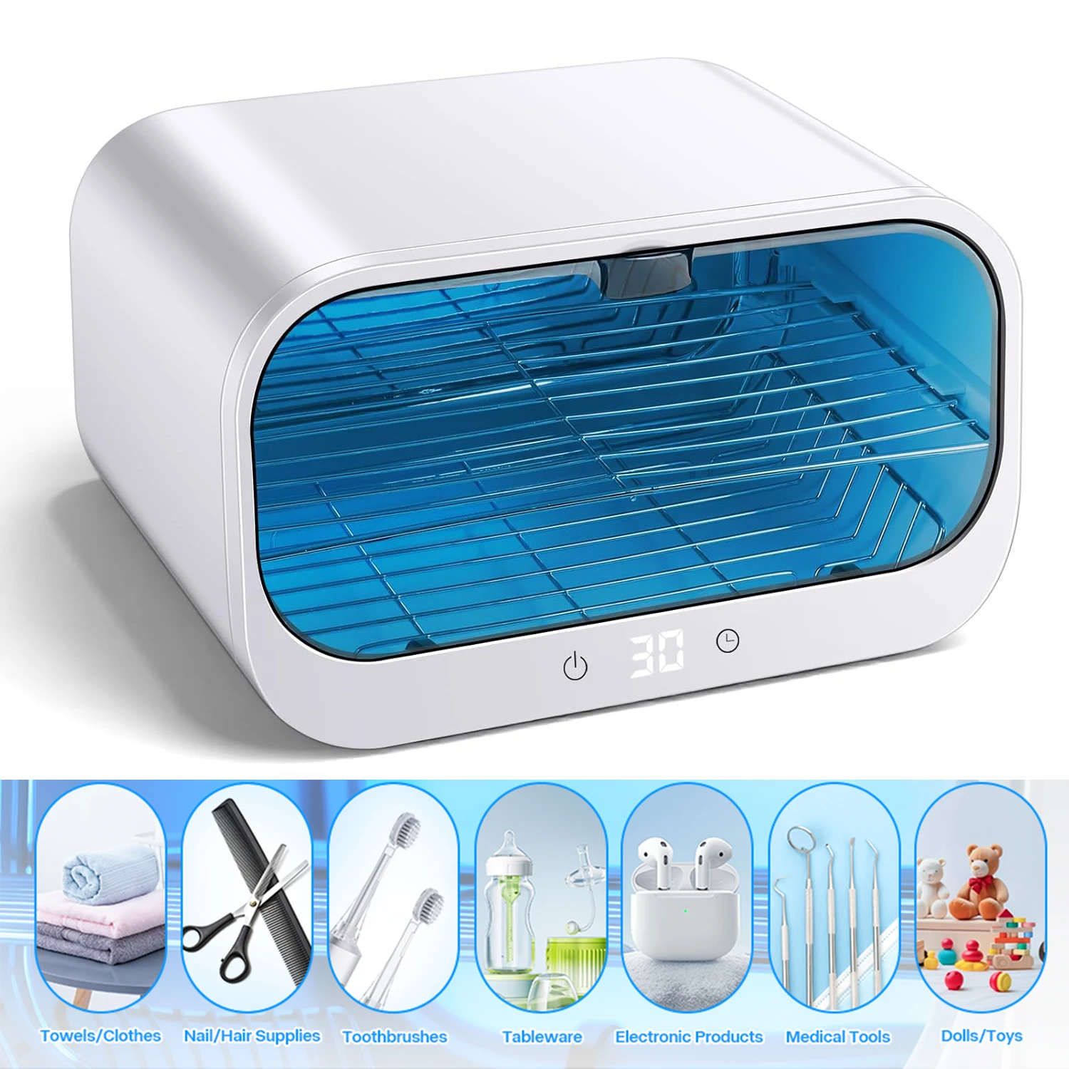 Gabinete de limpieza esterilizador de herramientas para uñas, caja limpiadora de gran capacidad de doble capa de 12L para salones de esteticista, spas, juguetes para biberones