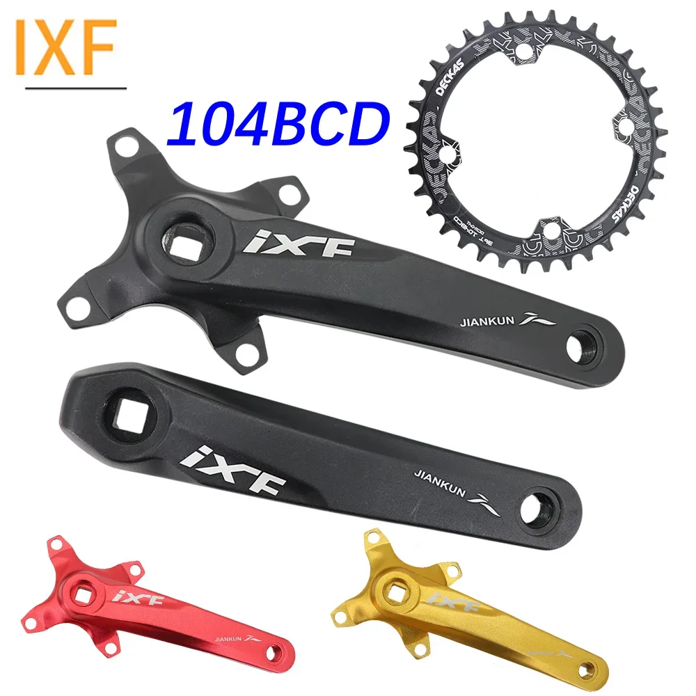 IXF MTB Guarnitura quadrata Manovella bici 104bcd Deckas corona 170mm 175 hollowtech 30t 32 34 36 38 mountain bike 1x 2x 3x 3 velocità