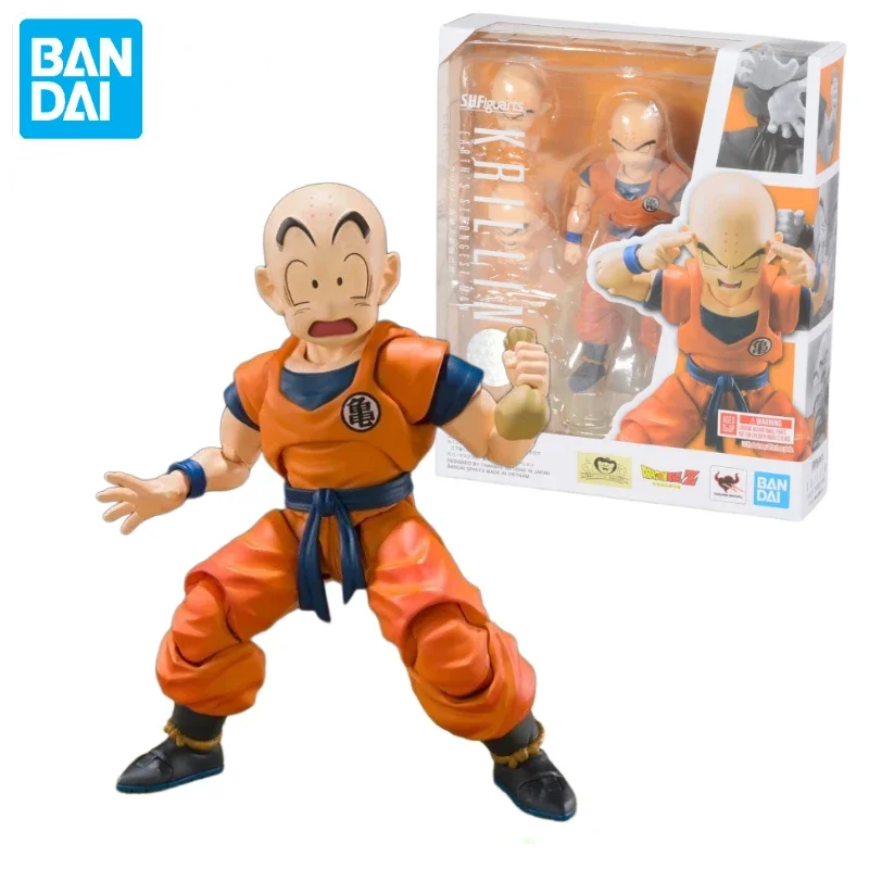 W magazynie oryginalne Bandai S.H.Figuarts SHF Dragon Ball najsilniejszy człowiek na ziemi Krillin Anime figurki kolekcja zabawek prezenty