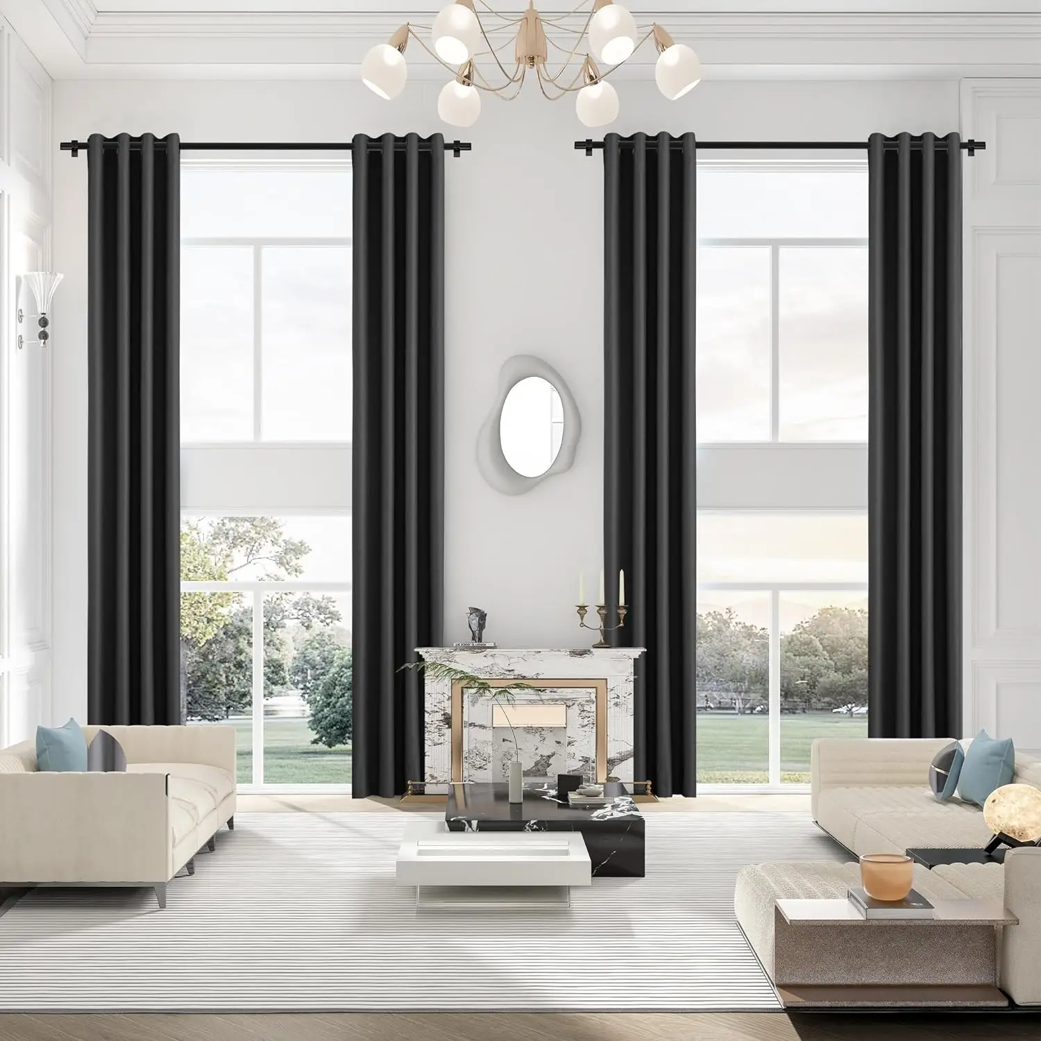 

400cm Extra Long Curtain 70-90% Blackout Drapes Room Thermal Insualted Drape for Tall Window High Ceiling