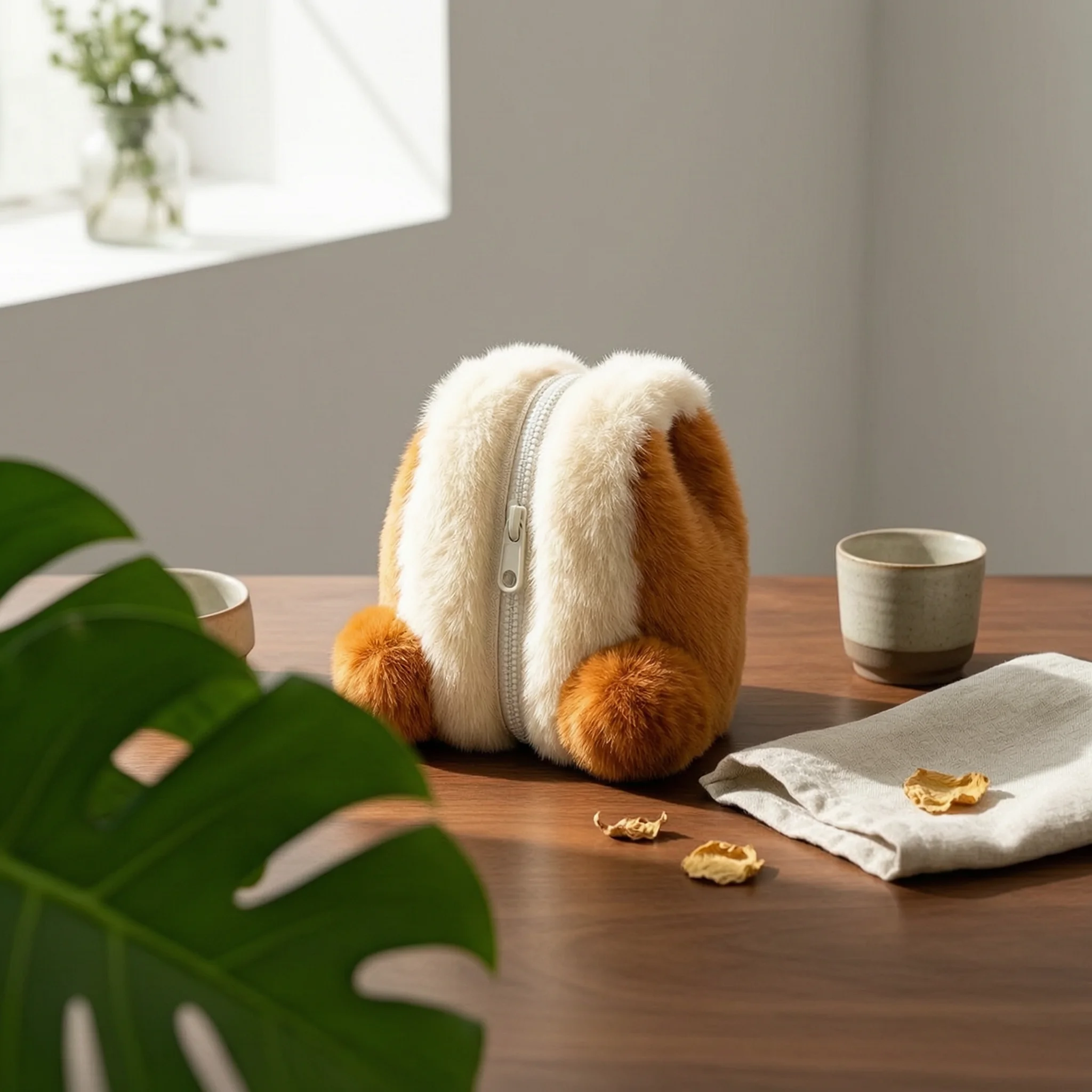 Animal Writing Instrument Case Faux Faux Hair Fuzzy Animal Case Cute Creature Pouch Fuzzy School Supply Large Capacity