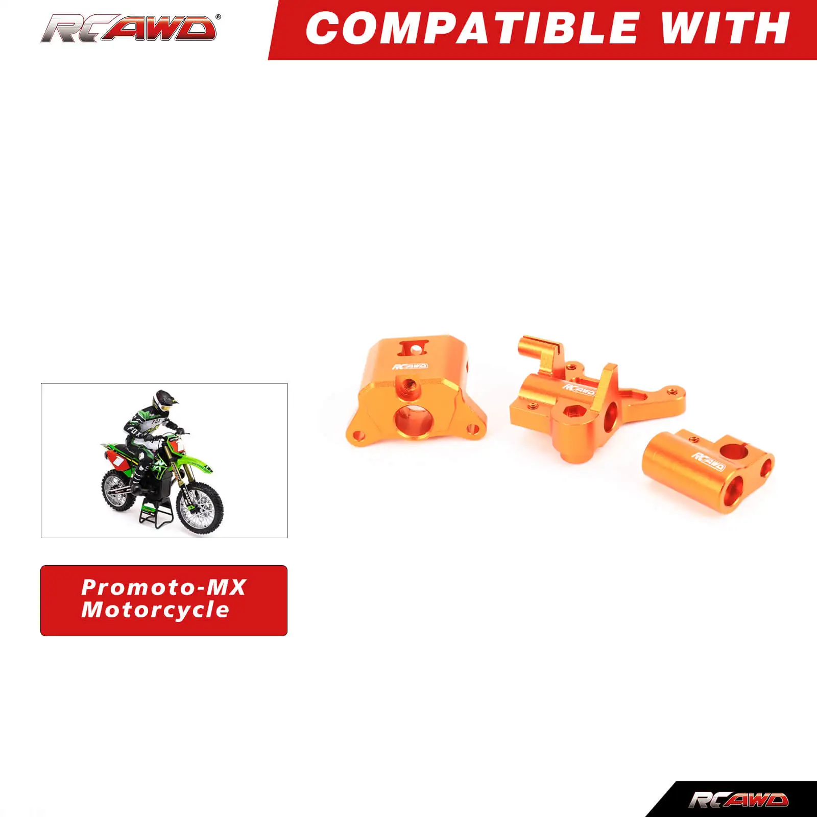 Zestaw aluminiowych uchwytów widelca RCAWD: przedni zacisk hamulcowy do motocykli 1/4 Losi Promoto-MX RC ulepszenia część