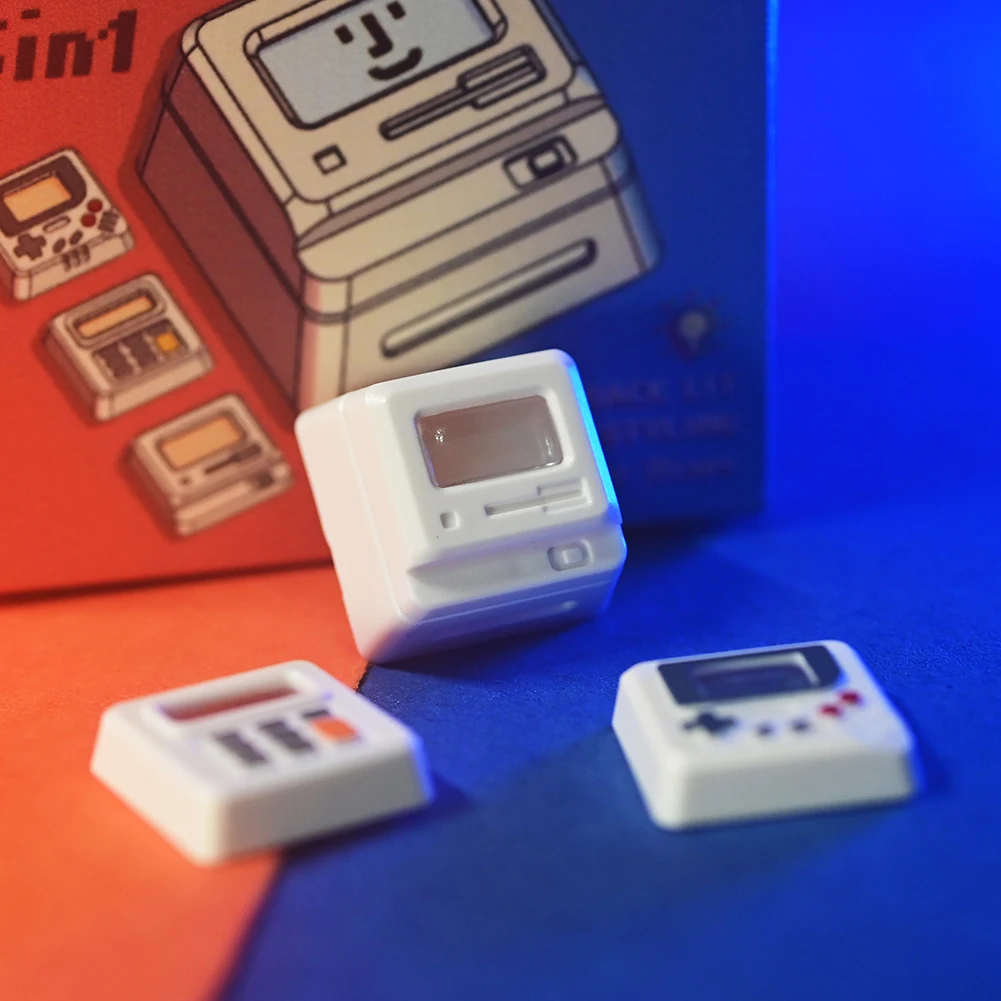 3 in 1 Cute Keyboard Keycap Cute Personality Retro Keyboard Key Cap Light-transmitting Replacement Parts for Mechanical Keyboard