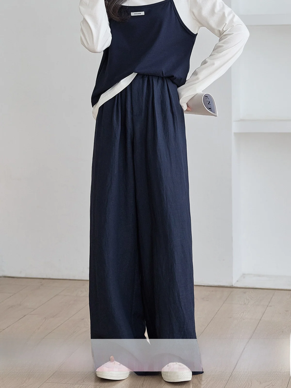 

Deep Blue High Waist Women's Casual Pants Spring 2026 New Style Versatile Loose Wide Leg Pants Casual Trousers for Ladies