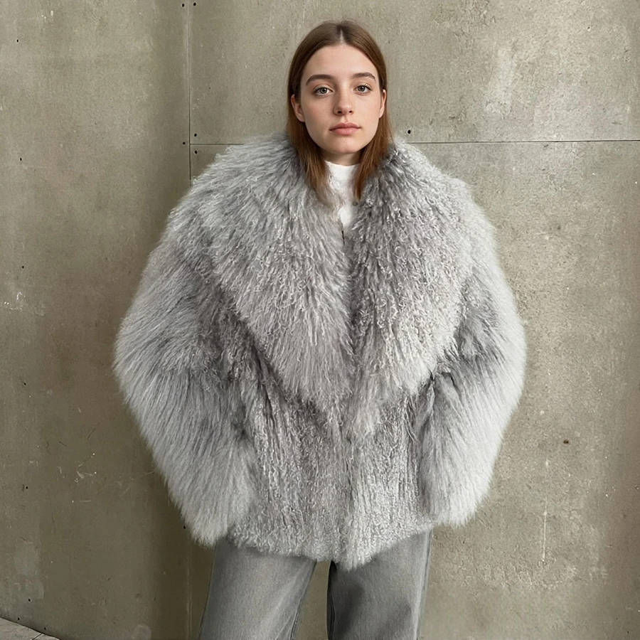 معطف جلد الغنم الطبيعي مع طوق ترتيب الأسرة ملابس خارجية من الفرو الأصلي سترات شتوية دافئة من جلد الخراف الأكثر مبيعًا معطف فرو حقيقي للنساء