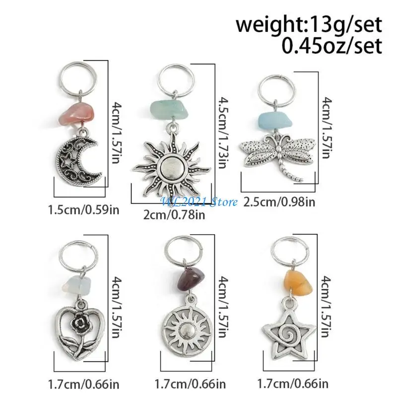 G5GC 6 قطعة خواتم مضفرة ل المجدل جديلة الشعر تجديل خواتم سحرية العرقية كليب تجديل مجوهرات اكسسوارات