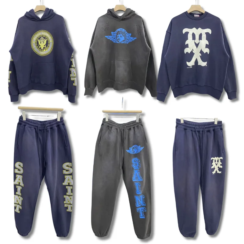 سانت هوديس الخريف الشتاء البحرية ميدالية إلكتروني طباعة فضفاضة عارضة المرأة الرجال مقنعين البلوز المتناثرة