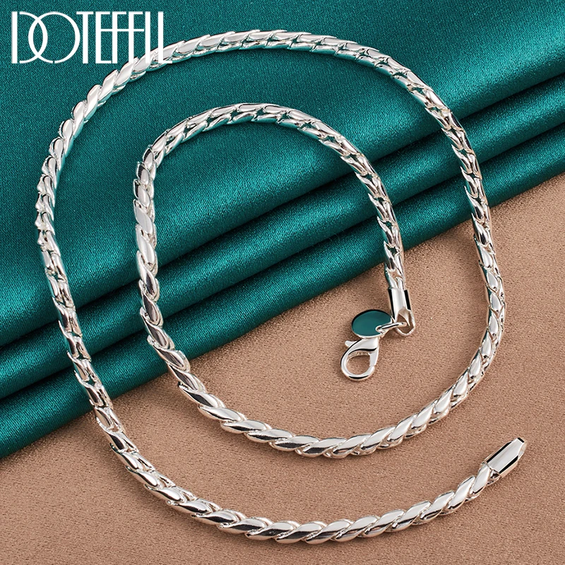 DOTEFFIL 925 Sterling Silver 4mm 20 Inch Snake Chain Necklace For Man Women Fashion Fine Jewelry