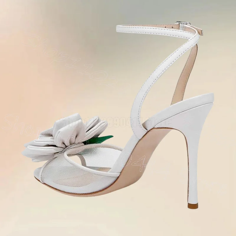 Branco apliques contas decoração sandálias de renda fivela cinta sapatos femininos finos salto alto dedo do pé aberto festa namoro 2025 zapatos para mujere