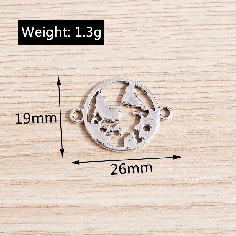 Tusember 20 Stück 19*26mm Metalllegierung Weltreise Weltkarte Anhänger DIY Halsketten Ohrringe für Handgemachte Schmuckherstellung Zubehör – Detail 2