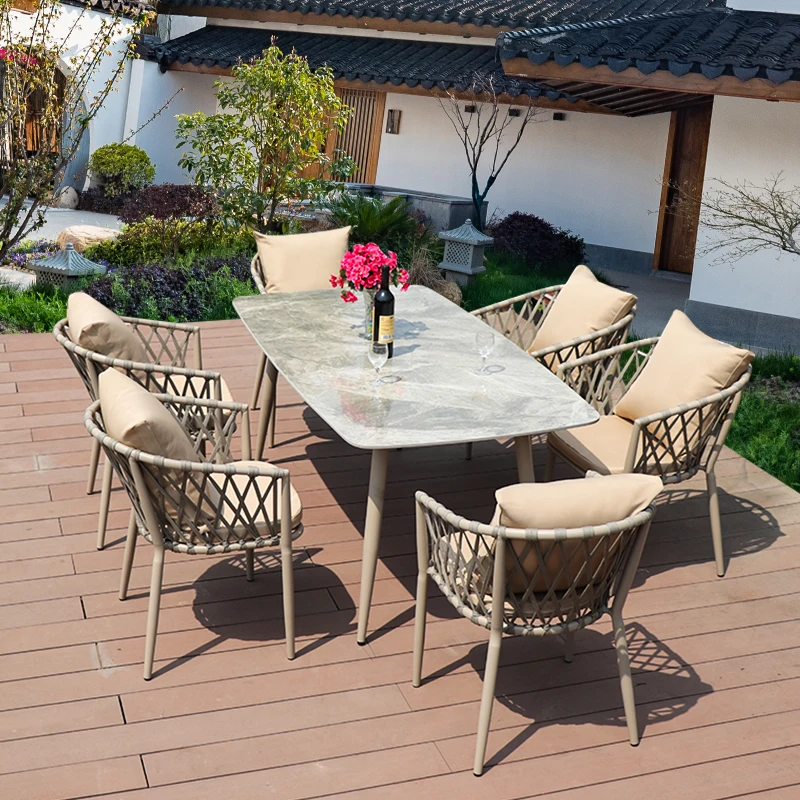 Luxury Balcony Outdoor Tables Rattan Chair Courtyard Nordic Outdoor Tables Lounge Grey Aire Acondicionado Cuarto Home Furniture