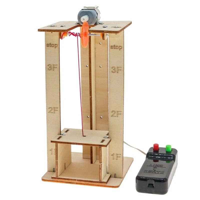 Electric Remote Control Lift Elevator Wooden Model Kits Science Toy Creative DIY Kits STEM Education Toy for School Best Sale